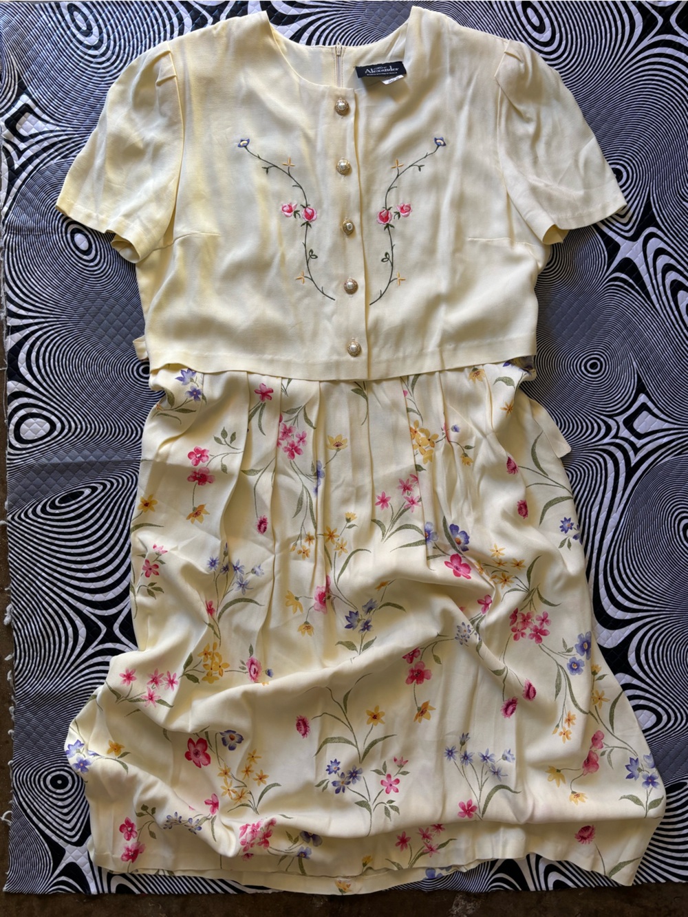 Light Yellow Floral Button-Front Dress